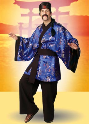 Chinese in rot & blau