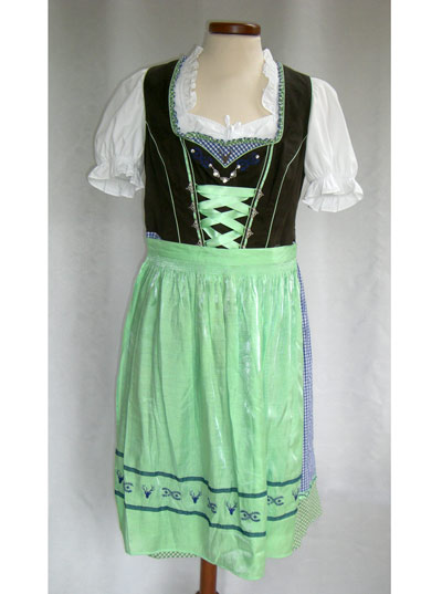 Dirndl "Loisa" braun-blau-gr�n (Gr��e 48) 3 teilig
