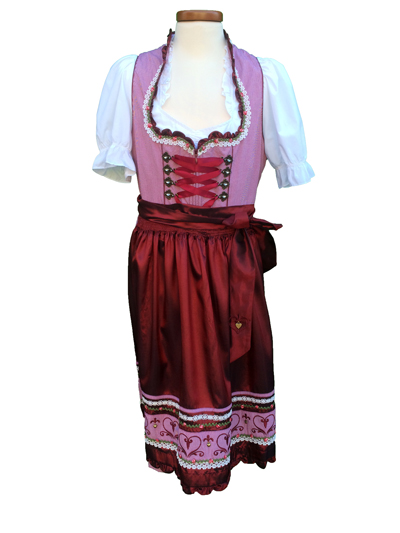 Dirndl "Rosa" rot Gr. 46 3tlg. von Krger