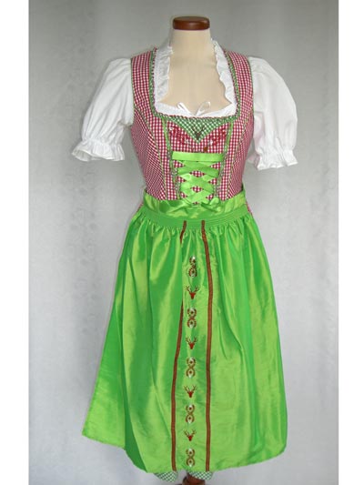 Dirndl "Lucy" grn-rot (Gre 36) 3 teilig