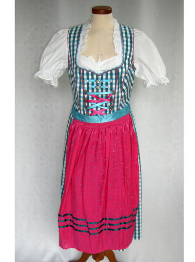 Dirndl "Luna" petrol-pink (Gre 40) 3 teilig