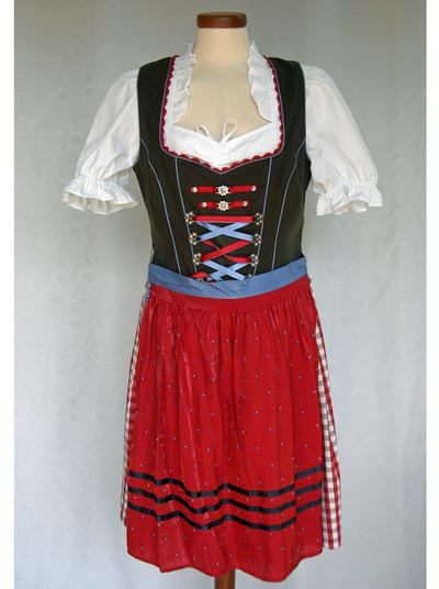 Dirndl "Lydia" braun-rot (Gre 36) 3 teilig