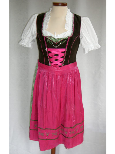 Dirndl "Loisa" braun-moos-pink (Gre 44) 3 teilig