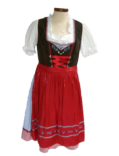 Dirndl "Loisa" braun-hellblau-rot (Gre 50) 3 teilig