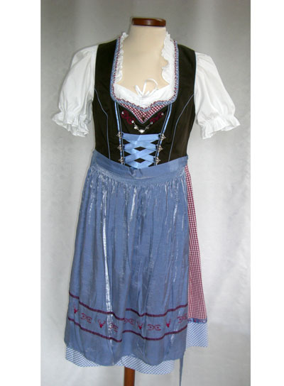 Dirndl "Loisa" braun-fuchsia-blau (Gre 36) 3 teilig