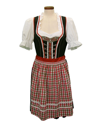 # S&W Dirndl "Nagold" schwarz-kirschrot (Gre 34+38+42) 3 teili