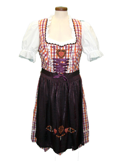 Dirndl "Neva" orange (Gre 34+42) 3 teilig