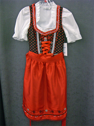 Dirndl "Revue" rot Gr.30, 40 o. 46 3tlg.