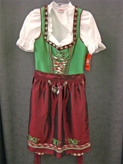 Dirndl "Riana" grn-rot Gr.36, 42 o. 50 3tlg.