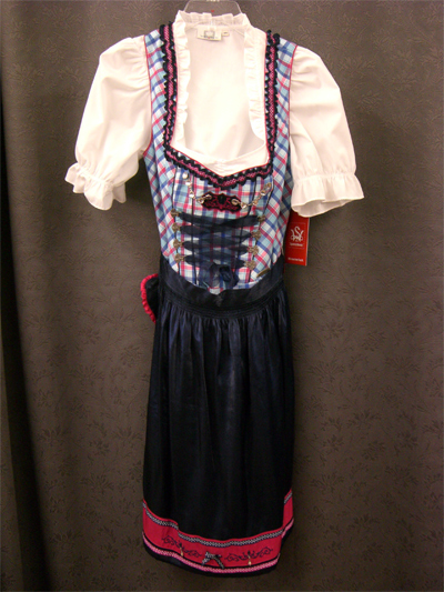 Dirndl "Party" blau-pink Gr.36 o. 42 3tlg.