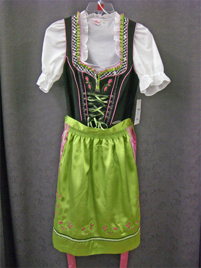 Dirndl "Romy" sw-linde-pink Gr.36 o. 48 3tlg.