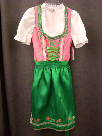 Dirndl "Revue" neonpink-grn Gr.38 3tlg.