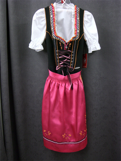 Dirndl "Romy" sw-fuchsia-orange Gr.40 o. 52 3tlg.