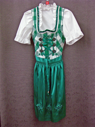 Dirndl "Hallotri" grn-wei Gr.32 3tlg.