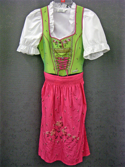 Dirndl "Holda" grn-pink Gr.32, 34 o. 36 3tlg.