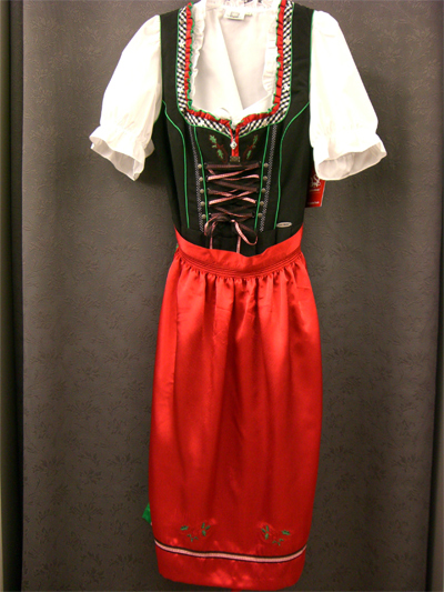 Dirndl "Romy" sw-rot-grn Gr.48 3tlg.