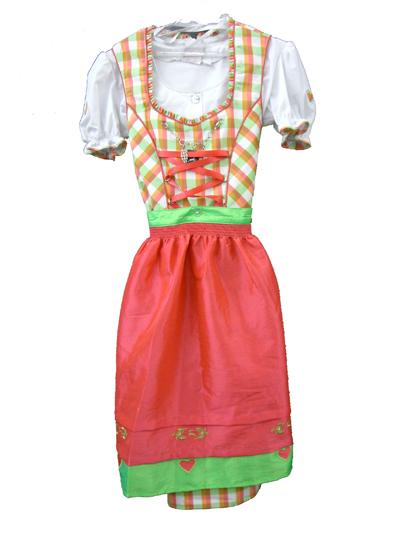 Kinder-Dirndl "Rotkppchen" lachs-limone Gr.128 3tlg.