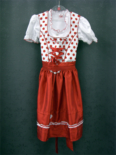 Kinder-Dirndl "Naomi" Tupfen rot Gr.116 o. 128 3tlg.