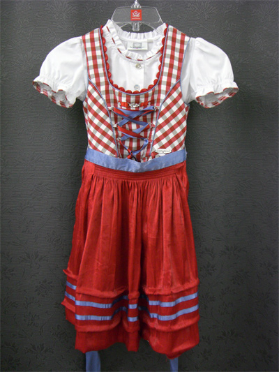 Kinder-Dirndl "Luna" rot-blau Gr.116 3tlg.