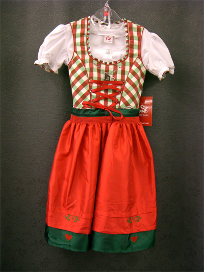 Kinder-Dirndl "Rotkppchen" rot-grn Gr.128 3tlg.