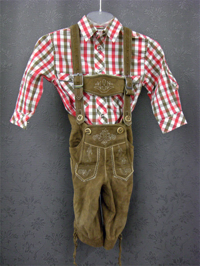 Kinder-Lederhose "Nicky Moritz" rot-braun Gr.86 2tlg.