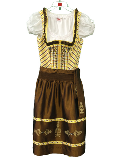 Dirndl "Tirana" gelb-walnuss Gr.34 3tlg.