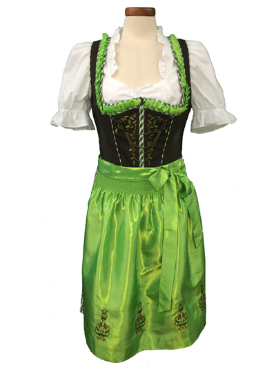 Dirndl "Tira" braun-grn-limone Gr.36-46 3tlg.