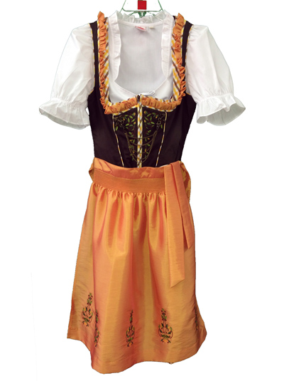 Dirndl "Tira" braun-gelb-sun Gr.34 3tlg.