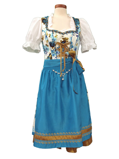 # S&W Dirndl "Tlau" blau-aqua-braun Gr.34-40 3tlg.