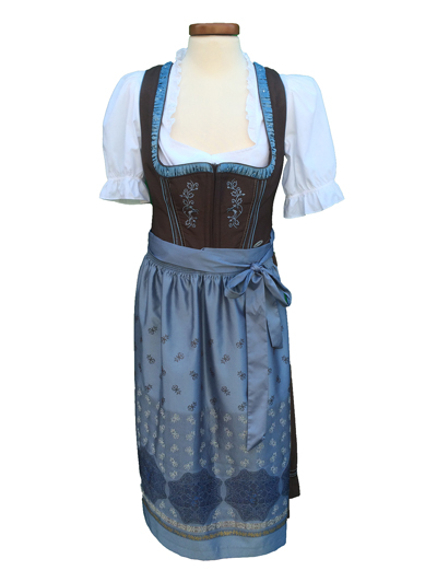 Dirndl "Annegret" braun-rauchblau Gr. 44 3tlg.