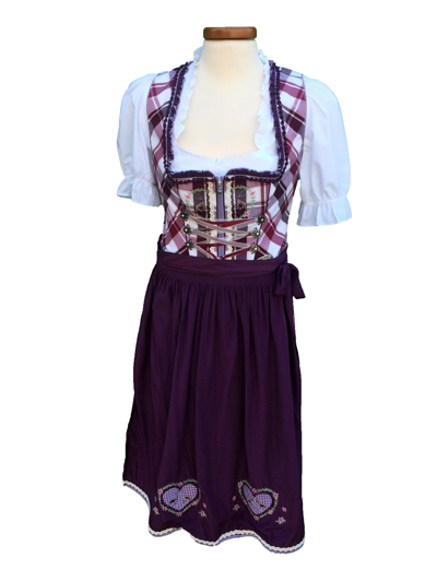 Dirndl "Angelika" aubergine-purple Gr. 44 3tlg.