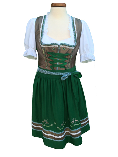 Dirndl "Angela" taupe-grn Gr. 44 3tlg.