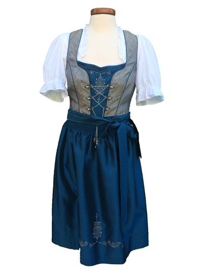 Dirndl "Anita" grau-blau Gr. 44 3tlg.