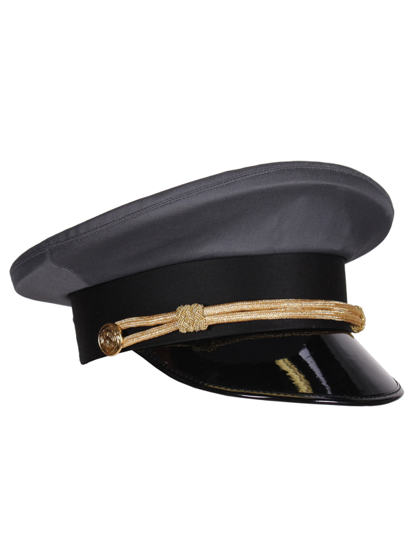 Chauffeur-Mütze grau mit Kordel & Lackschirm